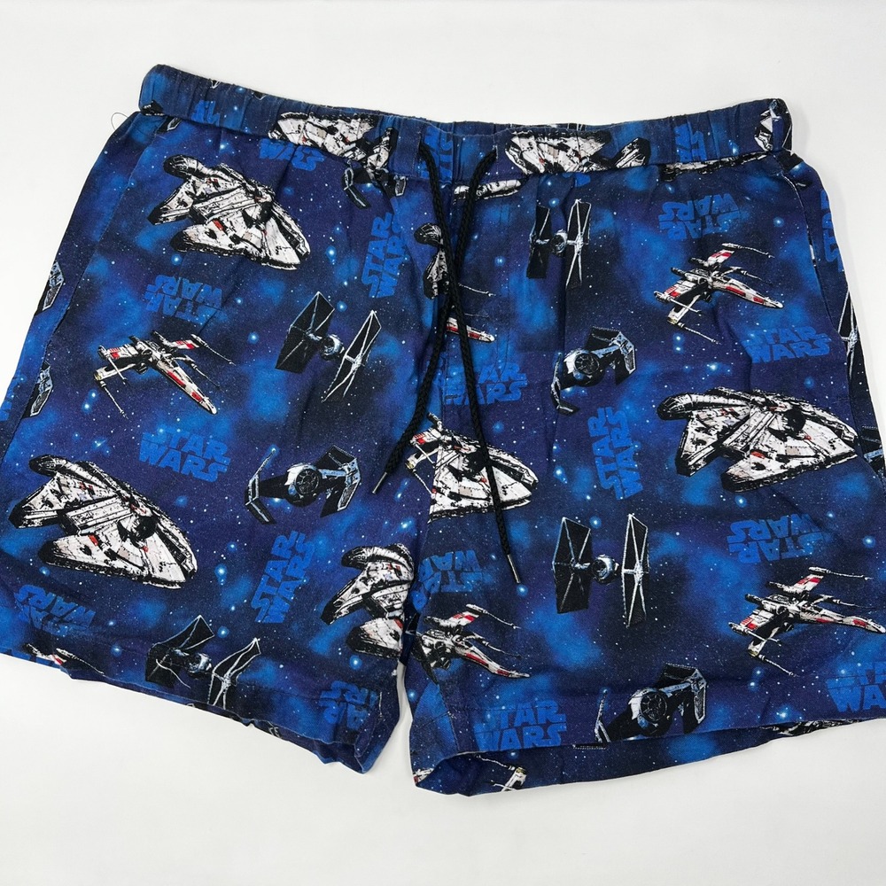 Cakeworthy Star Wars Blue All Over Print Shorts Unisex Large Millennium Falcon